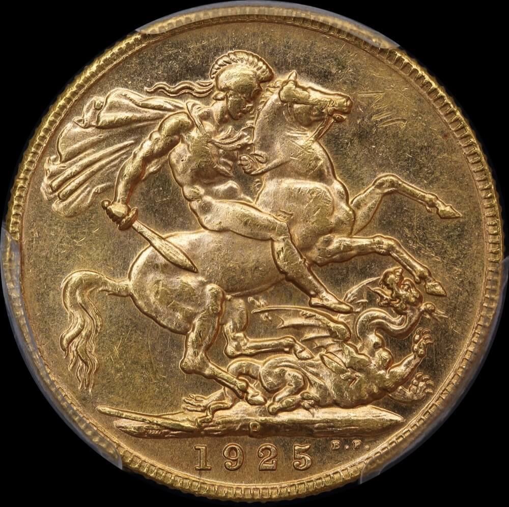 1925 Perth George V Large Head Sovereign Unc (PCGS MS62) product image