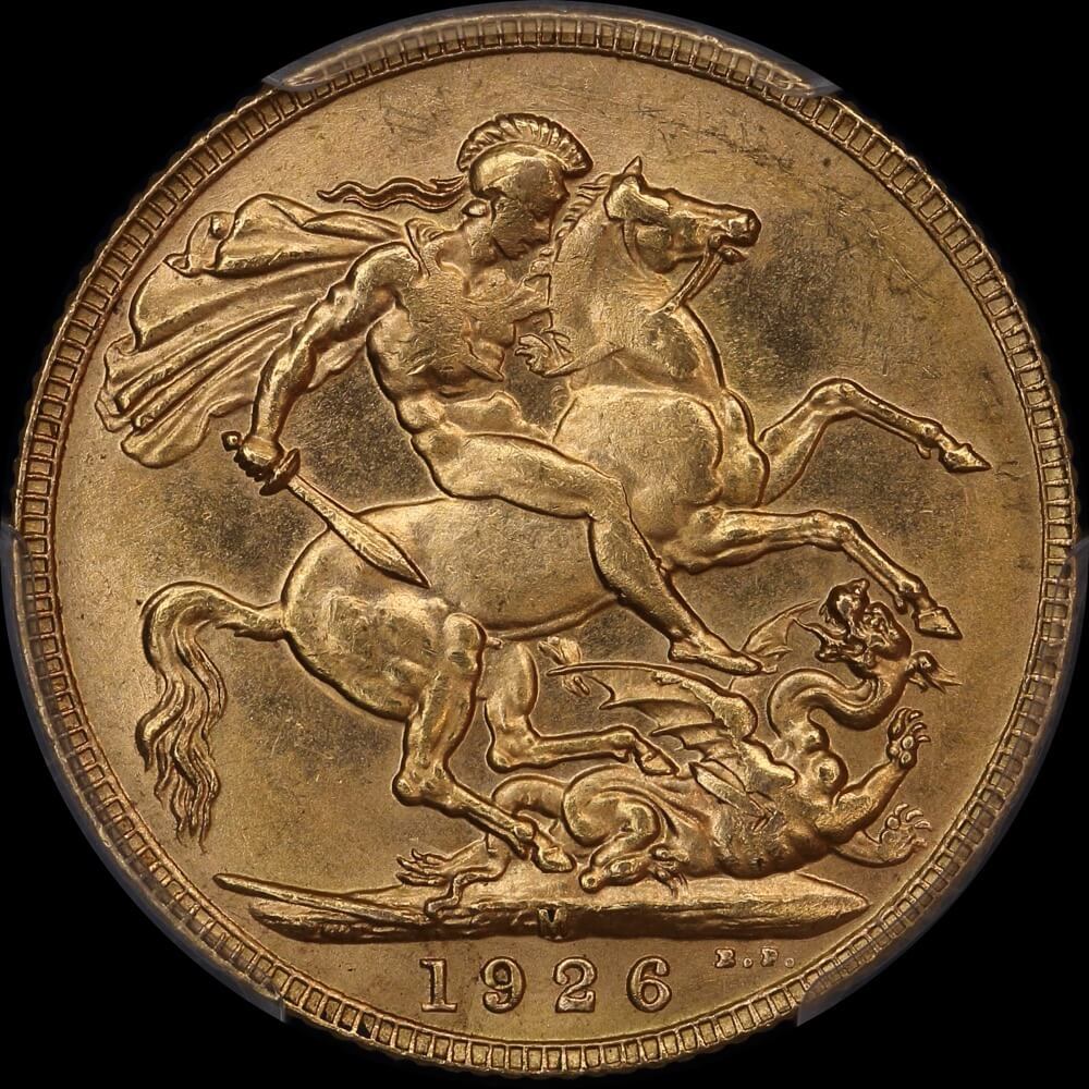 1926 Melbourne George V Large Head Sovereign Choice Unc (PCGS MS64) product image