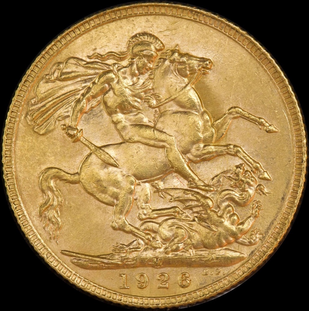 1926 Melbourne George V Large Head Sovereign good EF product image