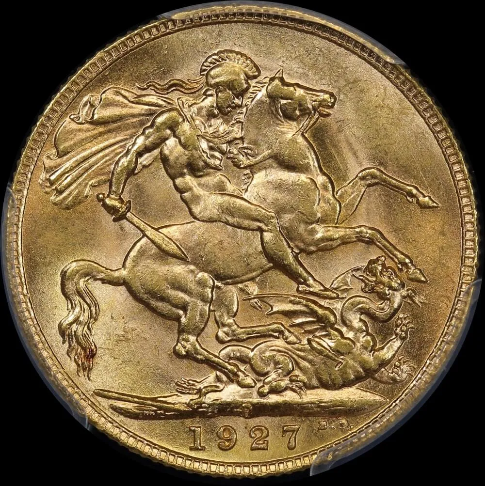 1927 Perth George V Large Head Sovereign Choice Unc (PCGS MS64) product image