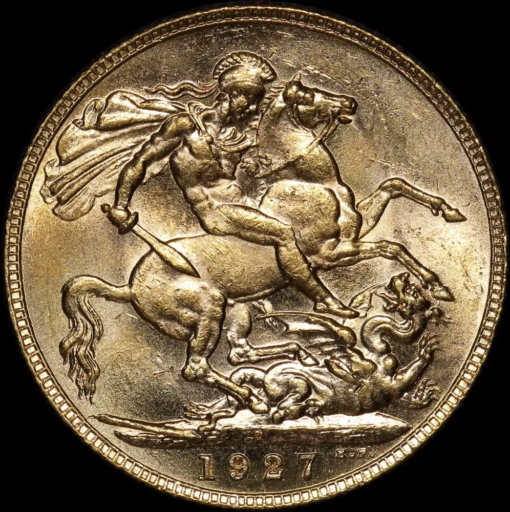 1927 Perth George V Large Head Sovereign good EF product image