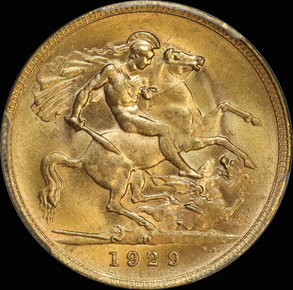 1929 Perth George V Small Head Sovereign Choice Unc (PCGS MS64) product image