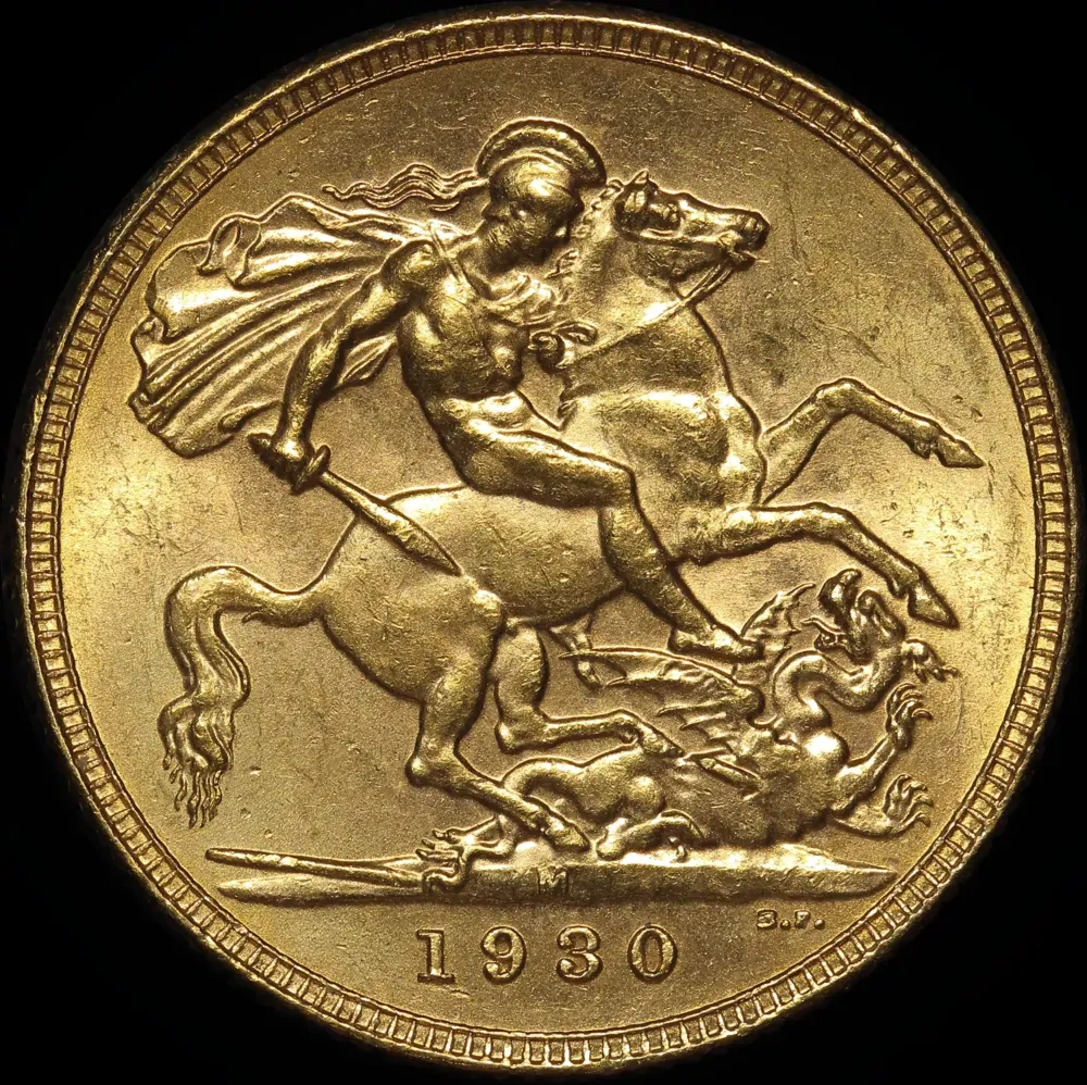 1930 Melbourne George V Small Head Sovereign about FDC product image