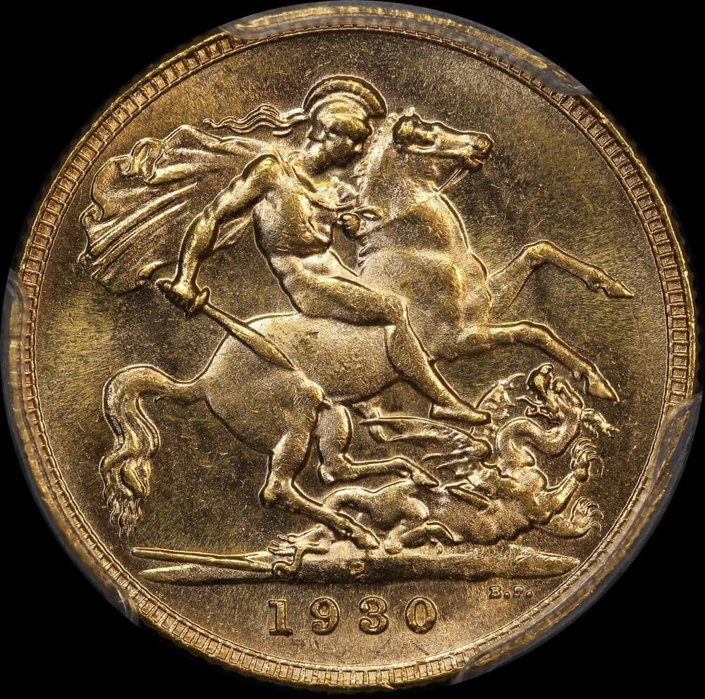 1930 Perth George V Small Head Sovereign Unc (PCGS MS62) product image