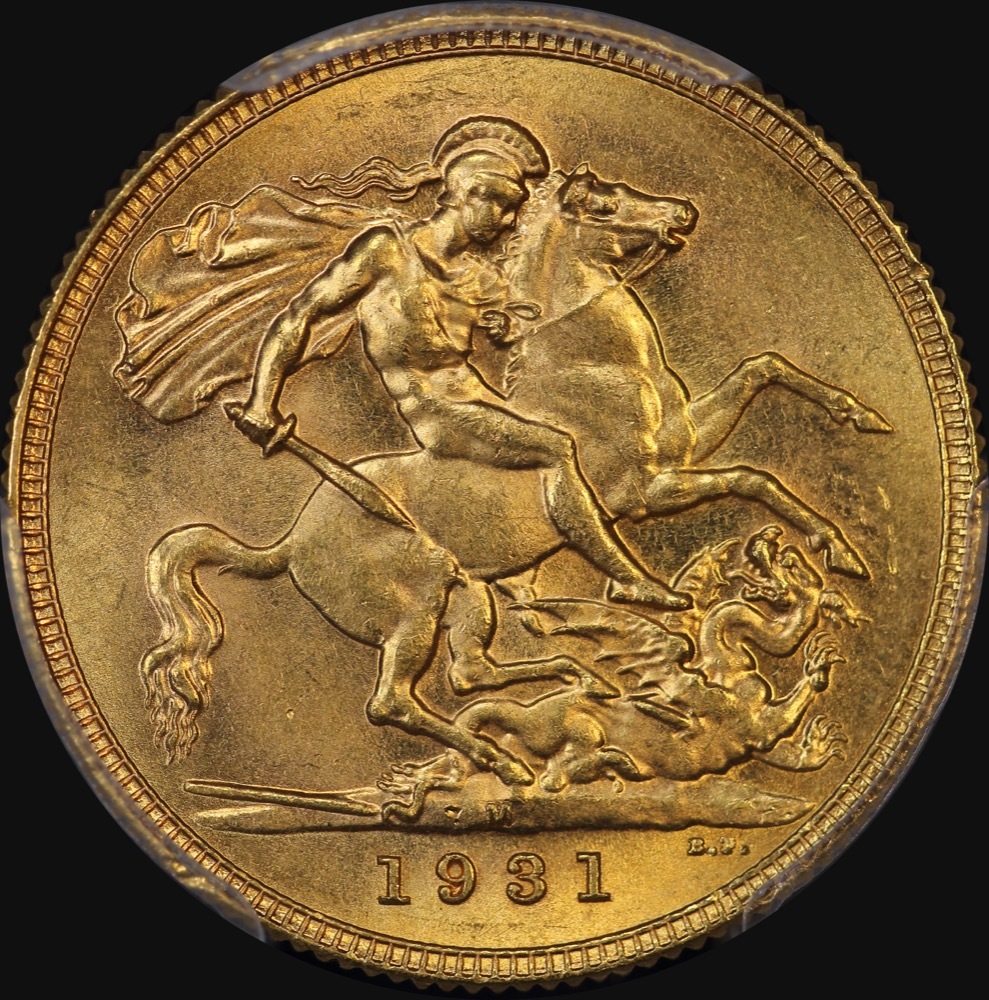 1931 Melbourne George V Small Head Sovereign Unc (PCGS MS62) product image