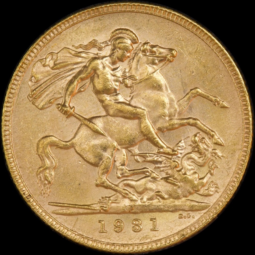 1931 Perth George V Small Head Sovereign good EF product image