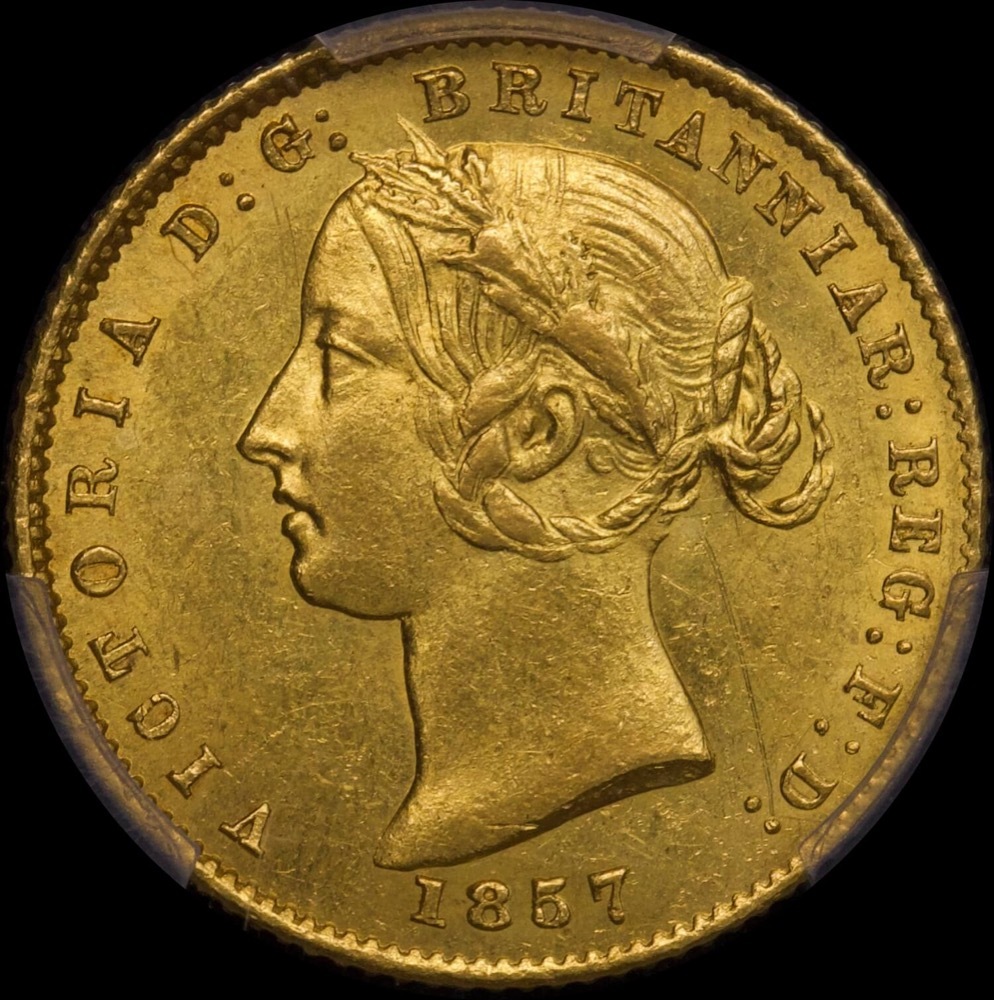 1857 Sydney Mint Type II Half Sovereign Unc (PCGS MS62) product image