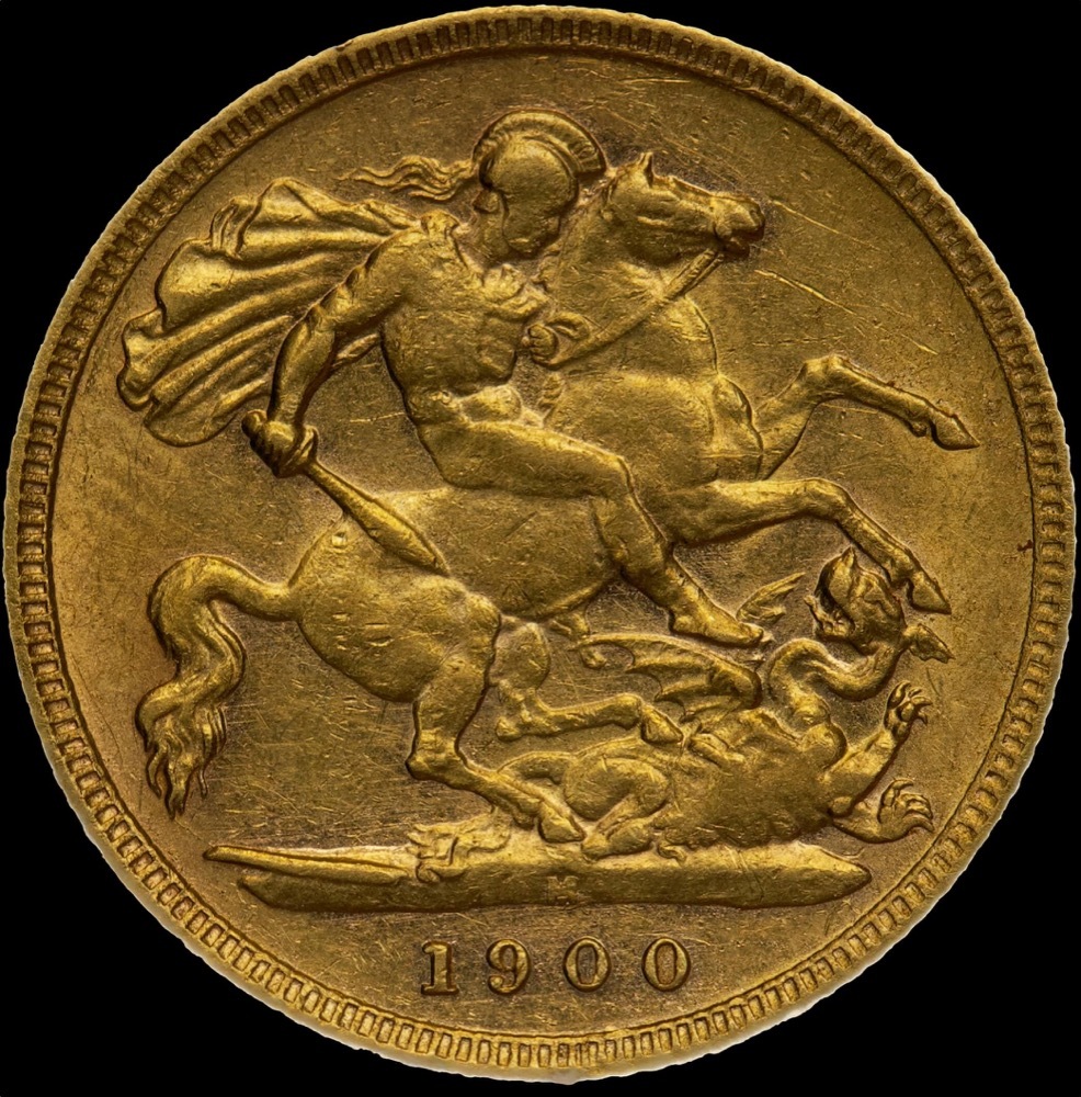 1900 Melbourne Veiled Head Half Sovereign good VF product image