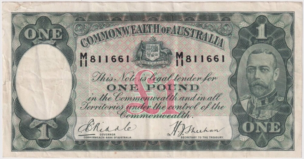 1933 One Pound Riddle/Sheehan Legal Tender R28 good VF product image