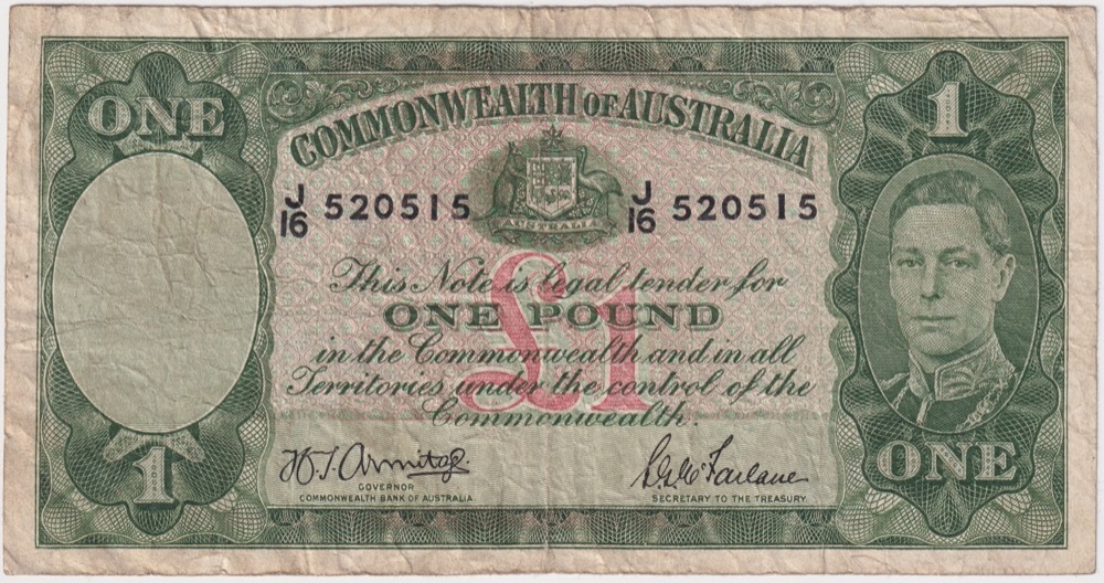 1942 One Pound Armitage/McFarlane R30A Very Good product image