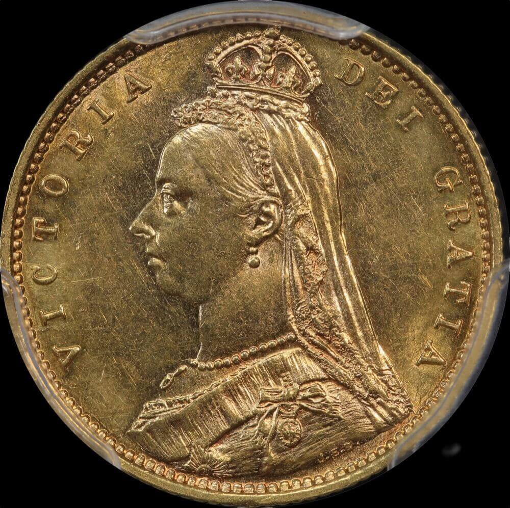 1887 Melbourne Jubilee Head Half Sovereign Dish M506 Unc (PCGS MS62) product image
