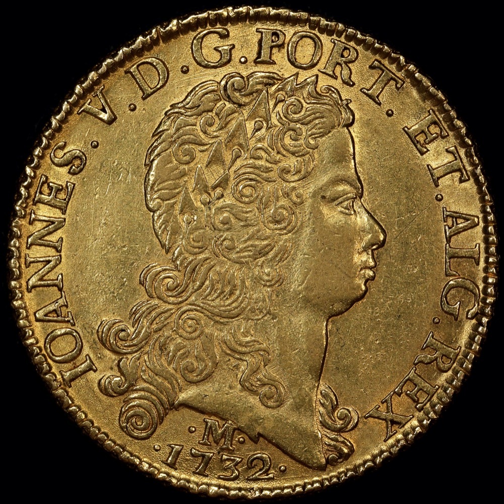 Brazil 1732-M Gold 12,800 Reis (Johanna) KM#139 about EF product image