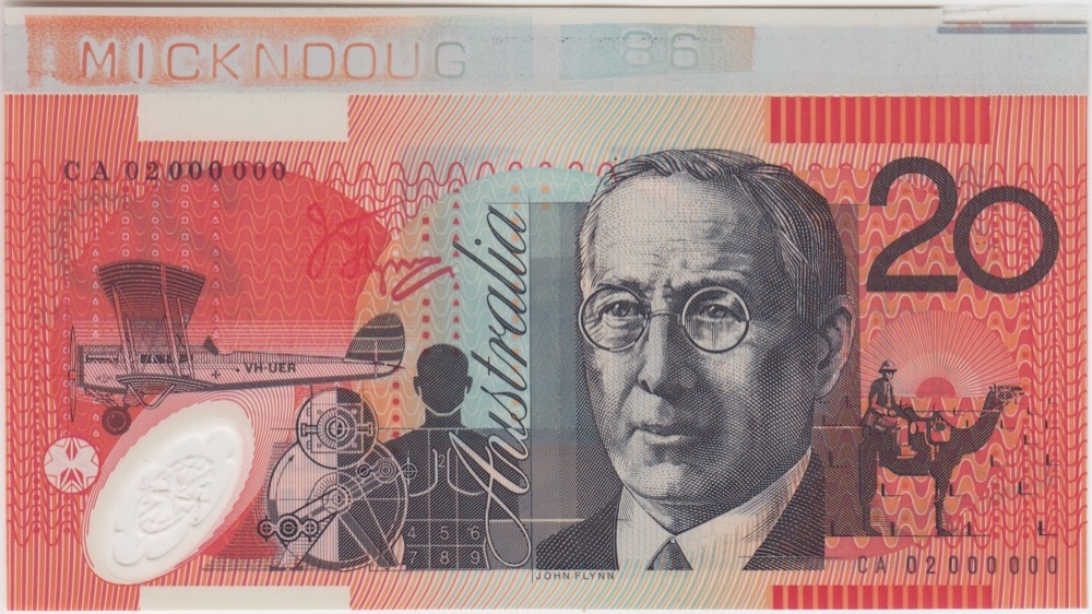 Australia 2002 Twenty Dollar Charity Sheet Note McFarlane / Henry R#420a Uncirculated CA 02 000000 product image