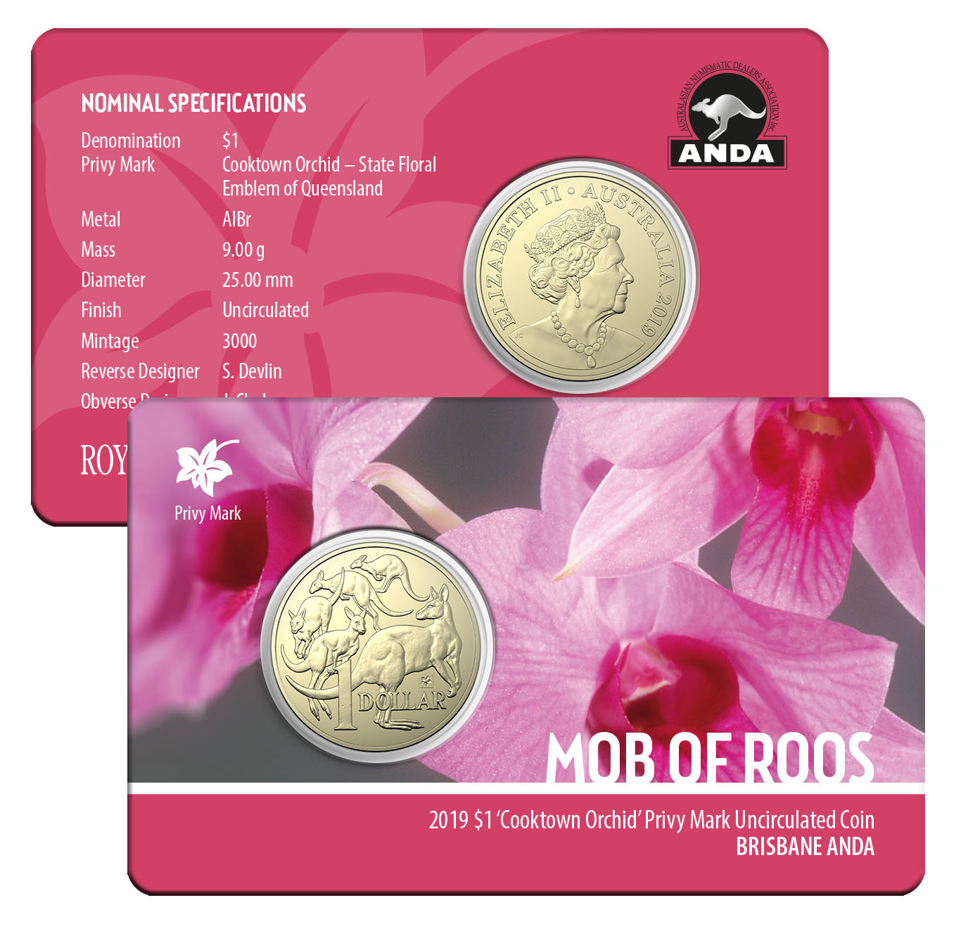 One Dollar Uncirculated In Card 2019 Brisbane Money Expo Privy Mark product image