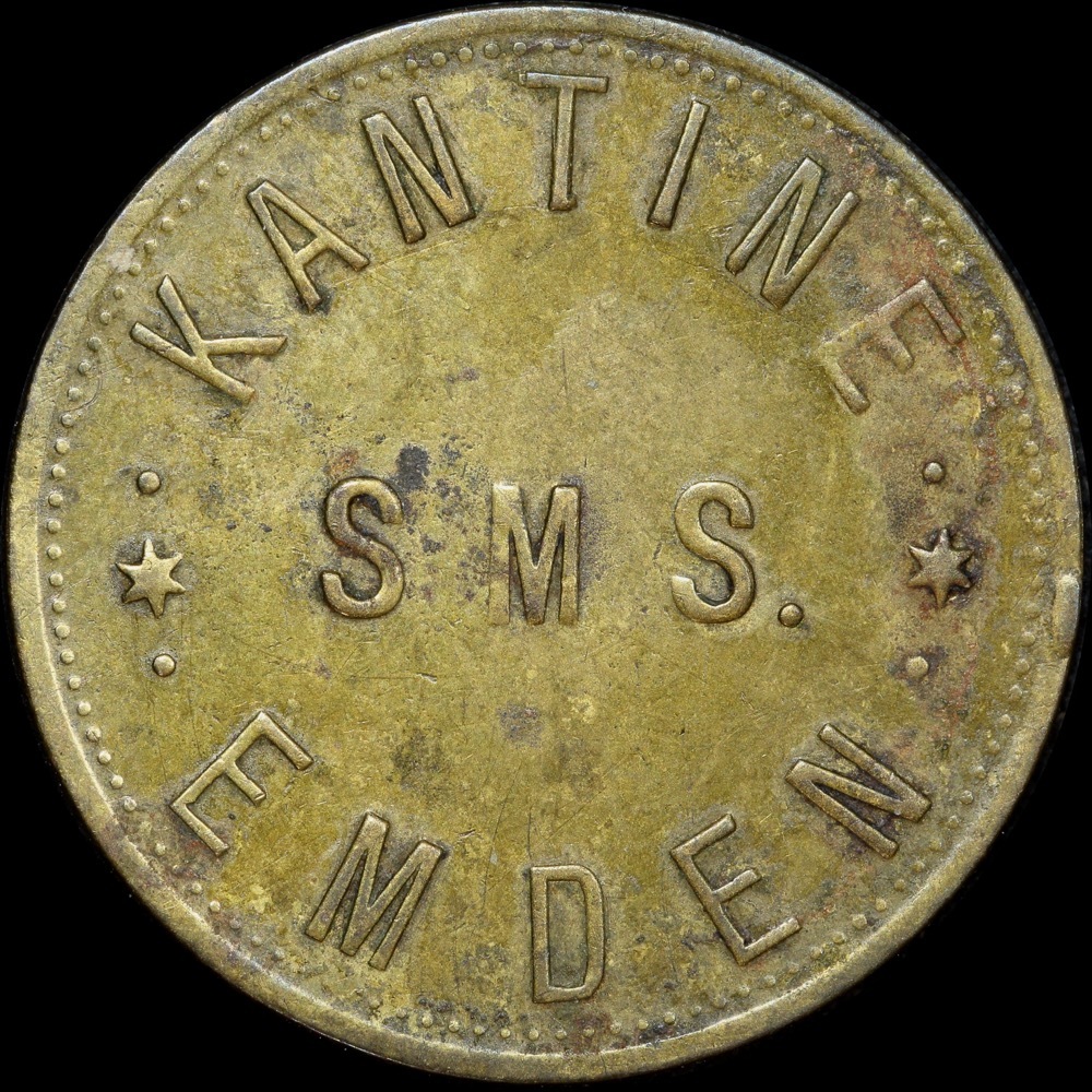 German Naval 1914 Brass 50 Pfennig Canteen Token ex SMS Emden good VF product image
