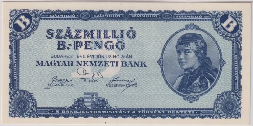 Hungary 1946 Szaz Millio B-Pengo Pick#136 PMG 63EPQ product image