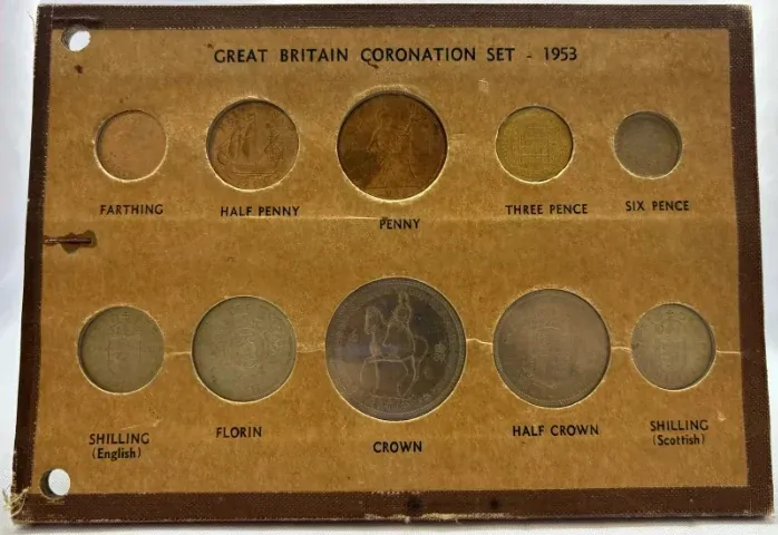 Great Britain 1953 Unofficial Uncirculated 10 Coin Mint Set (including Coronation crown)  product image