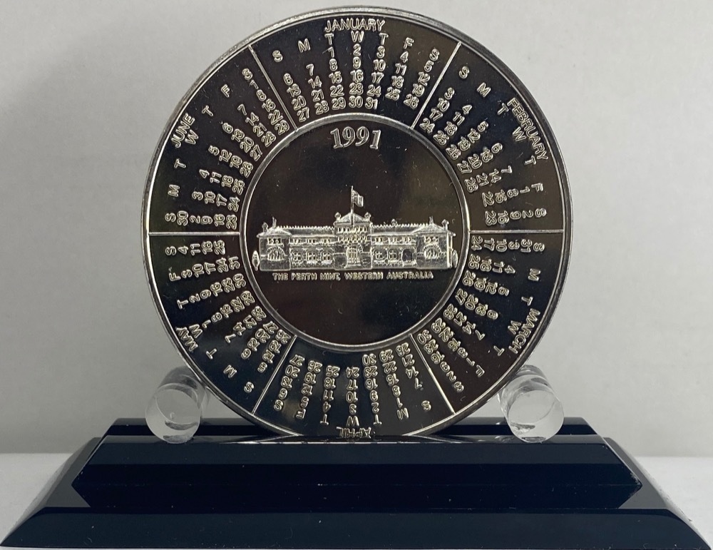 1991 Perth Mint 5ozt Silver Calendar Medallion product image