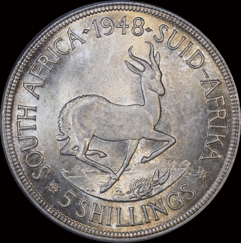 South Africa 1948 Silver Five Shillings KM#40.1 PCGS MS64+ product image