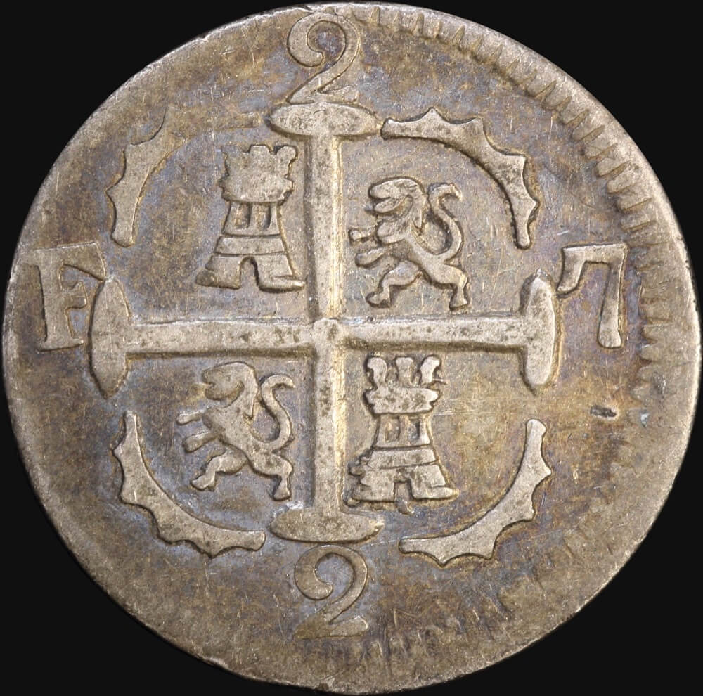 Venezuela (Caracas) 1820 BS Silver 2 Reales C# 6.2 PCGS AU50 product image