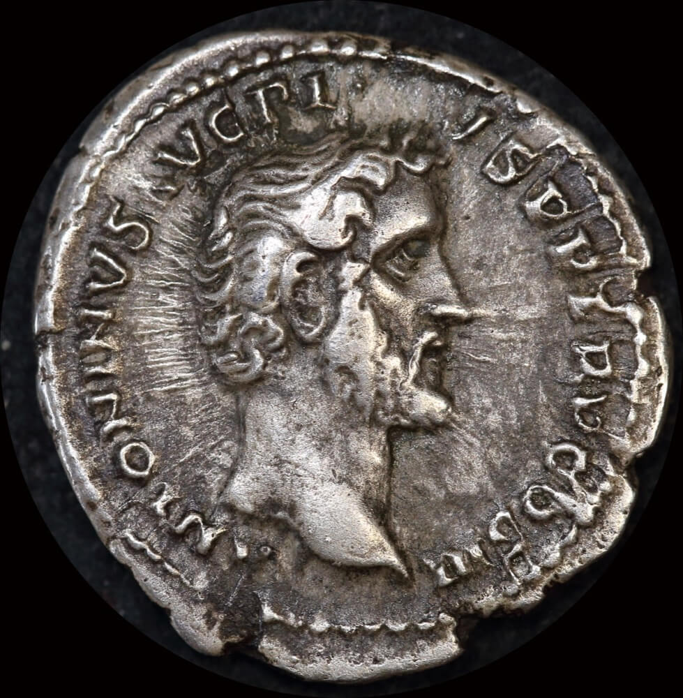 Ancient Rome (Imperial) 140 - 143 AD Antoninus Pius Silver Denarius Apollo RIC III # 63ba good VF product image