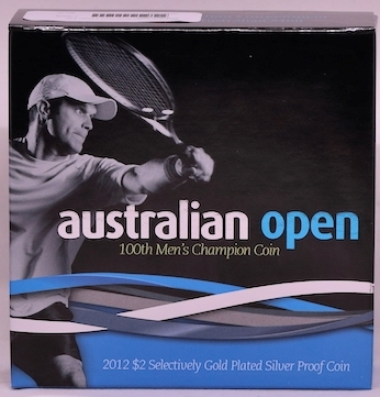 2012 Gold Plated Silver Proof 2 Dollar Coin Australian Open  product image