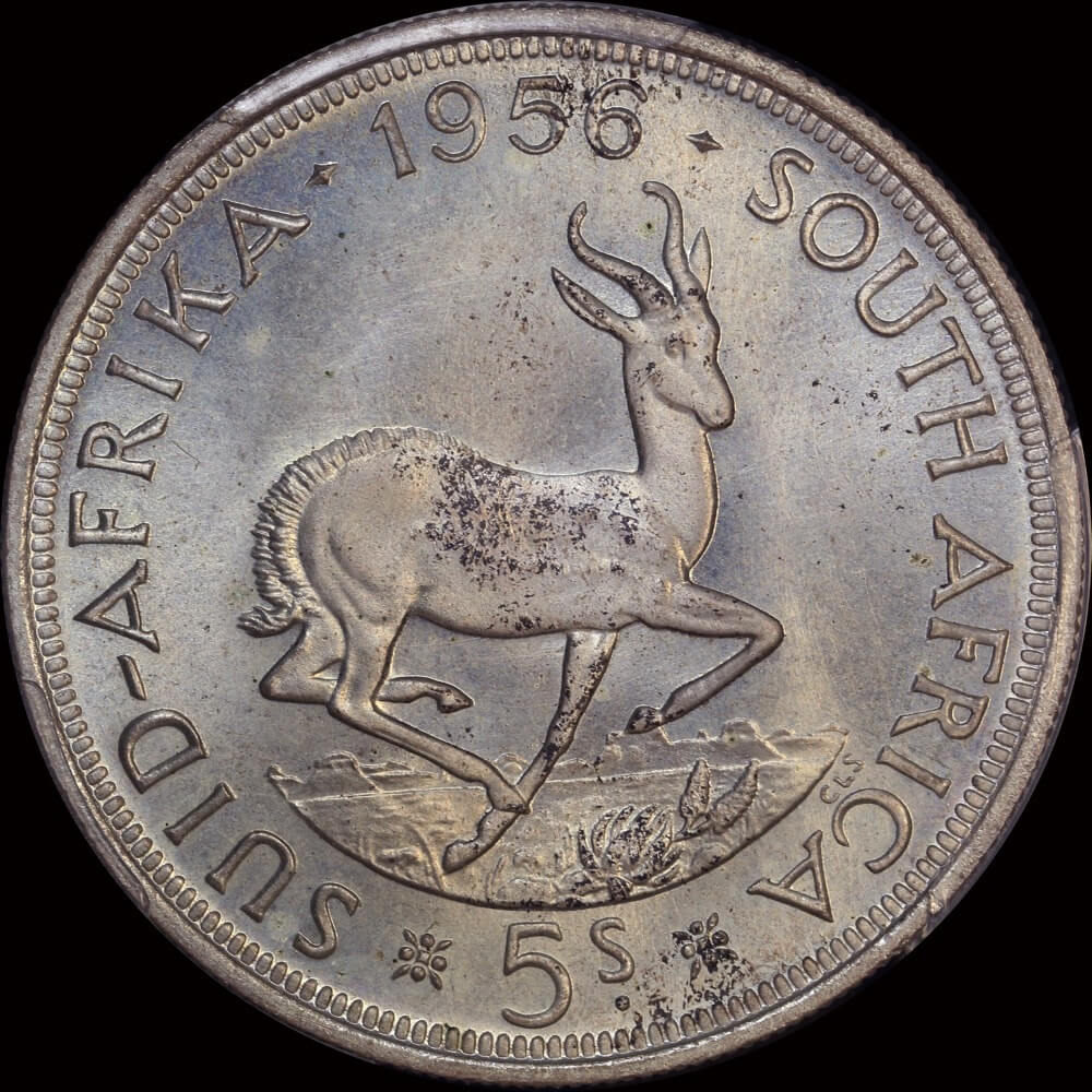 1956 Silver 5 Shillings PCGS PL66 South Africa