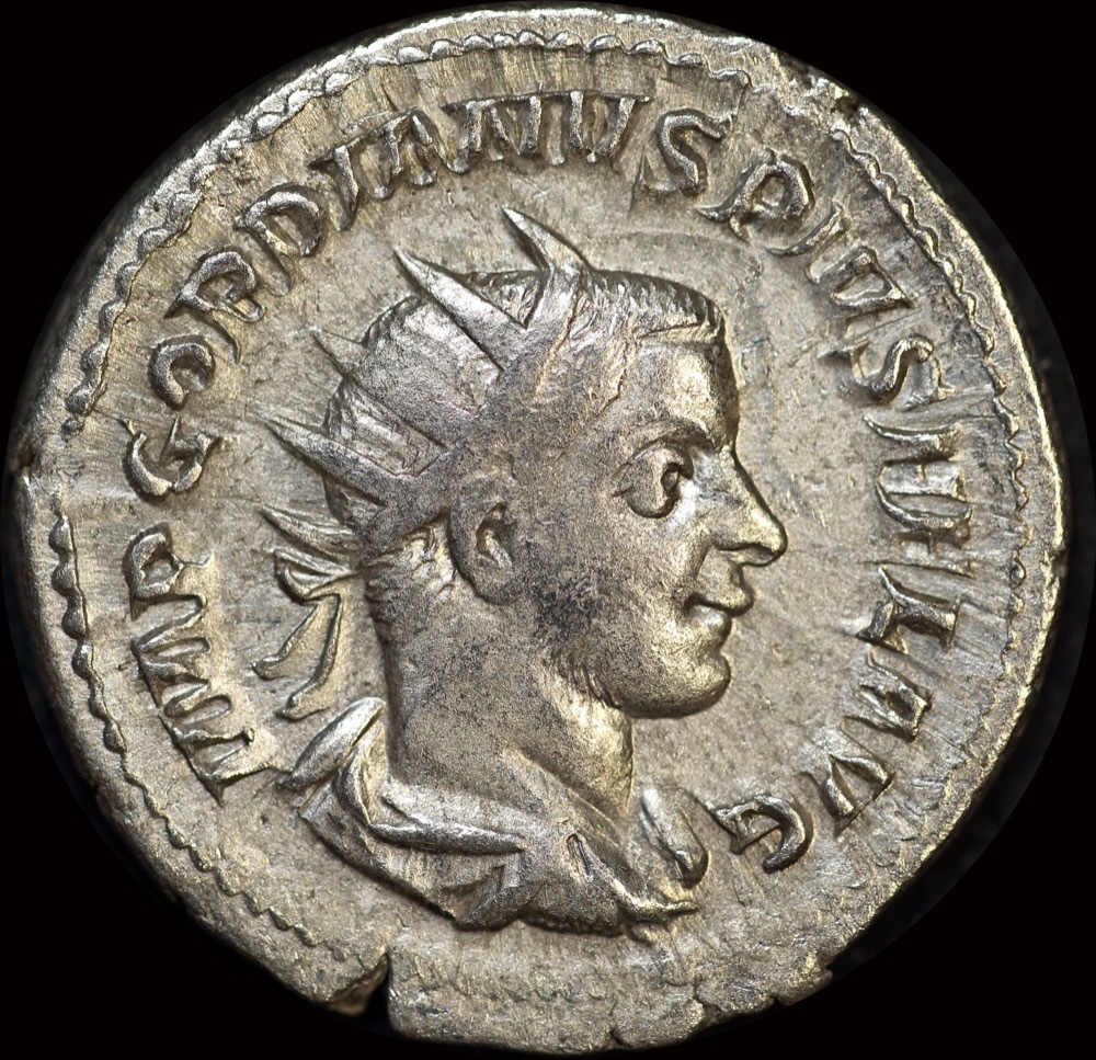Ancient Rome (Imperial) 243 - 244 AD Gordian III Silver Denarius Fortuna RIC IV 144 good VF product image
