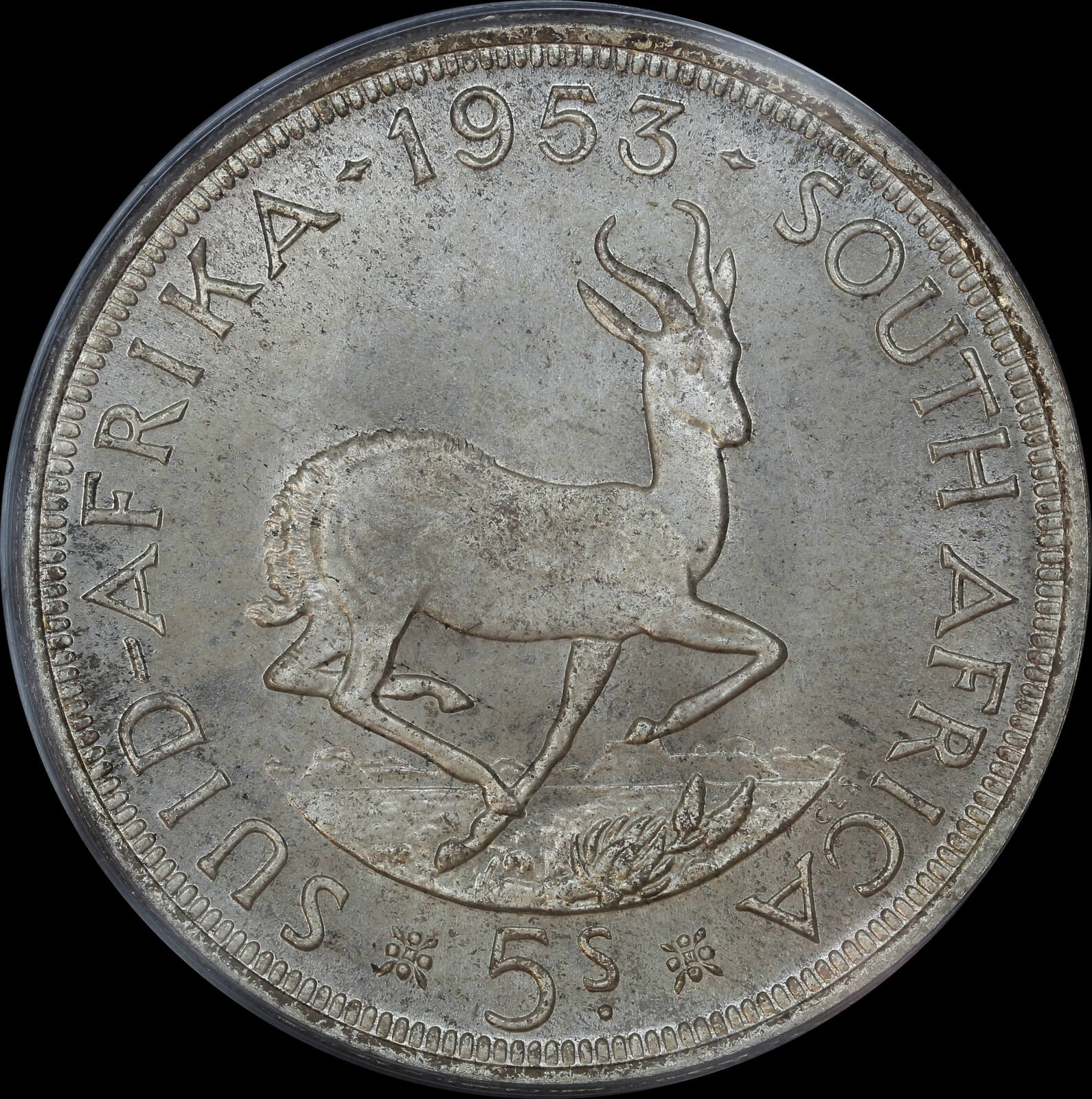 South Africa 1953 Silver Prooflike 5 Shillings KM#52 PCGS PL65 product image