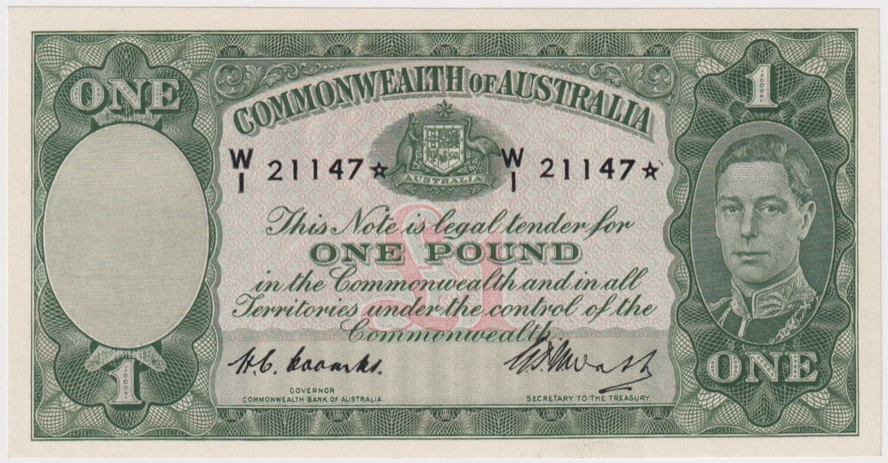 1949 One Pound Star Note Coombs/Watt R31sL about Unc ex Deutsher collection product image
