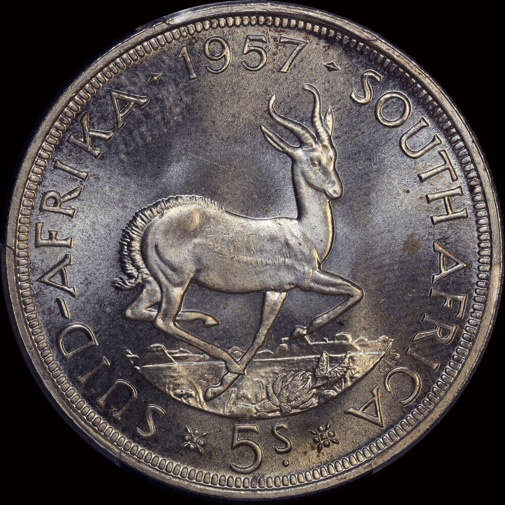 South Africa 1957 Silver 5 Shillings KM#52 PCGS PL66 product image