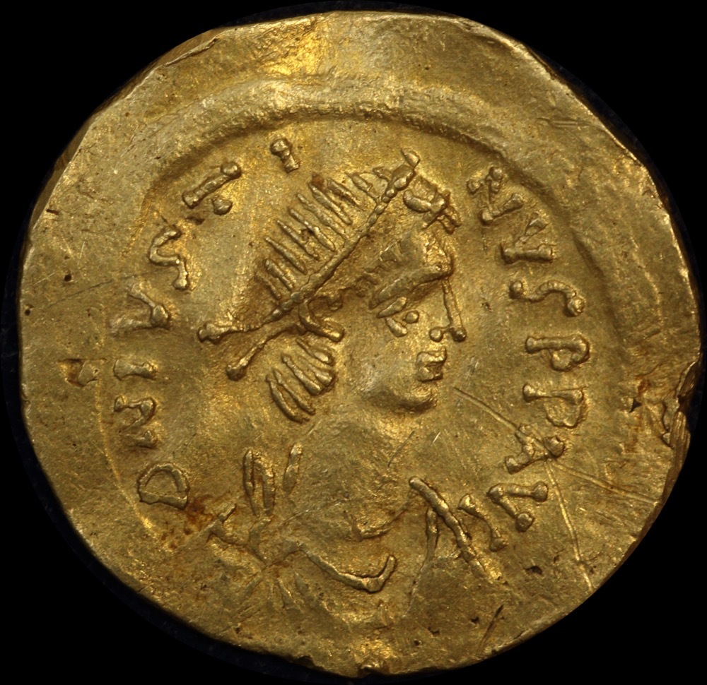 Ancient Byzantine 527 ~ 565 AD Justinian Gold Semissis S#143 Very Fine product image