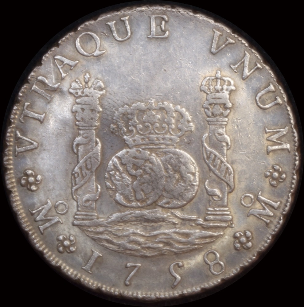 Mexico 1758 Silver 8 Reales Pillar Dollar KM#103 good EF product image