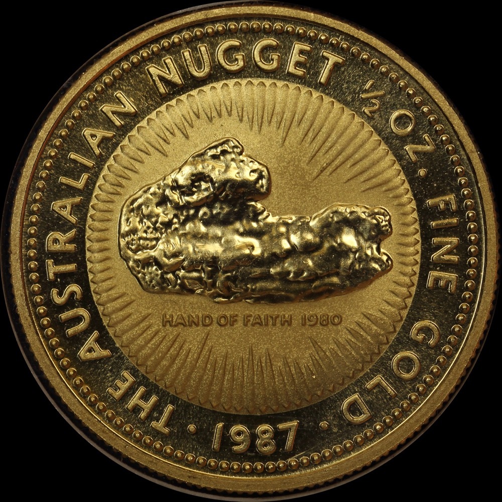 Australia 1987 Gold Half Ounce Specimen Coin - Hand of Faith Nugget product image