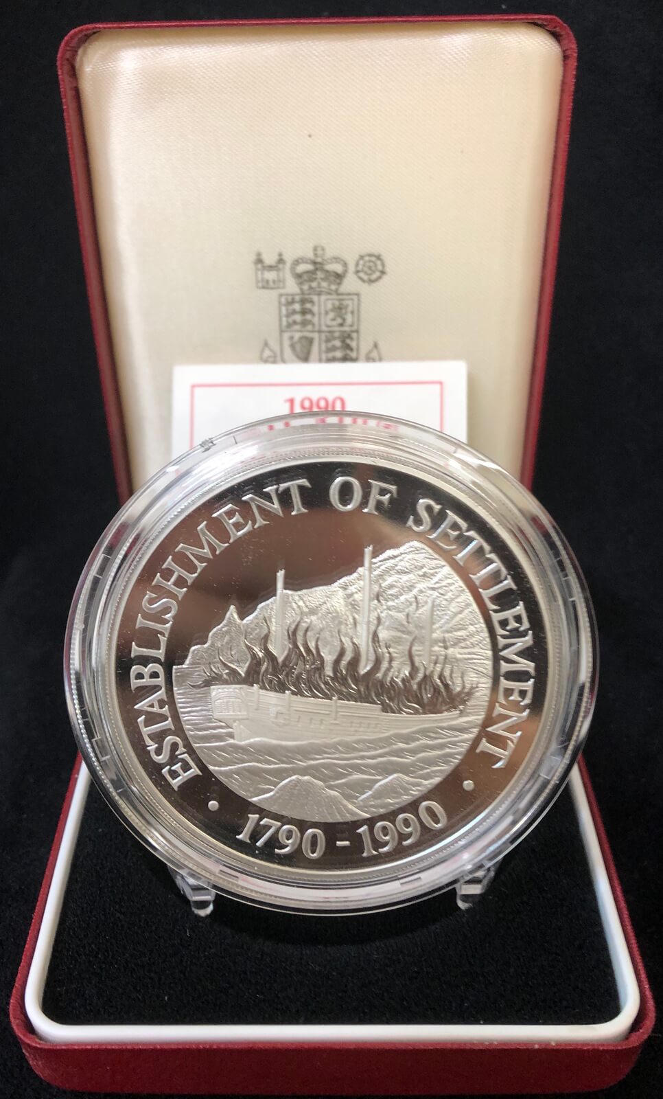 Pitcairn Islands 1990 Silver Proof 50 Dollars KM# 8 Bicentenary of First Settlement product image