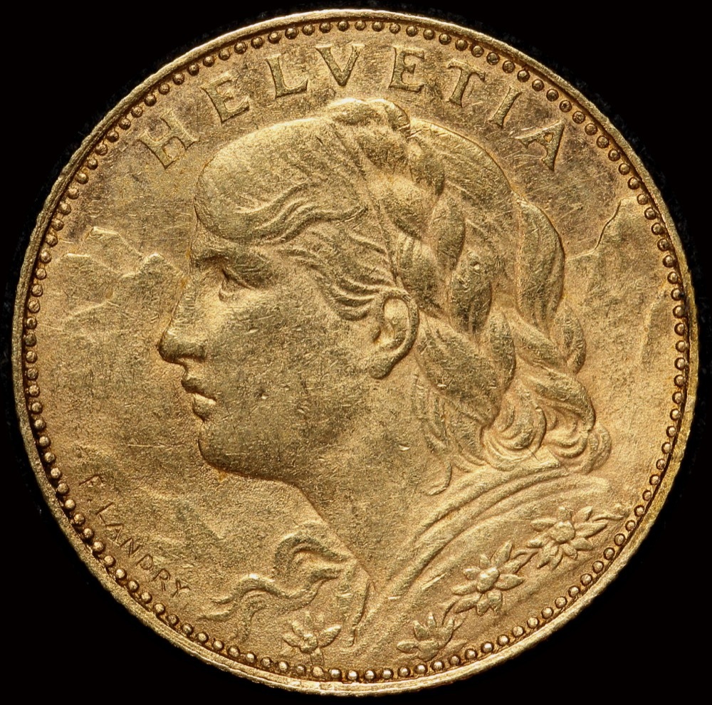 Switzerland 1912 10 Francs KM# 36 good EF product image