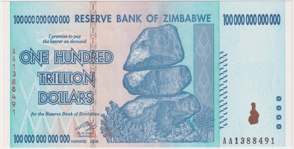 Zimbabwe 2008 100 Trillion Dollars Pick#91 Uncirculated product image