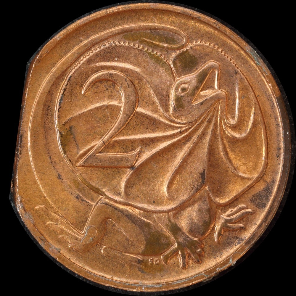 Australia 1977 Two Cents End of Bar Clipped Planchet Error Choice Uncirculated product image