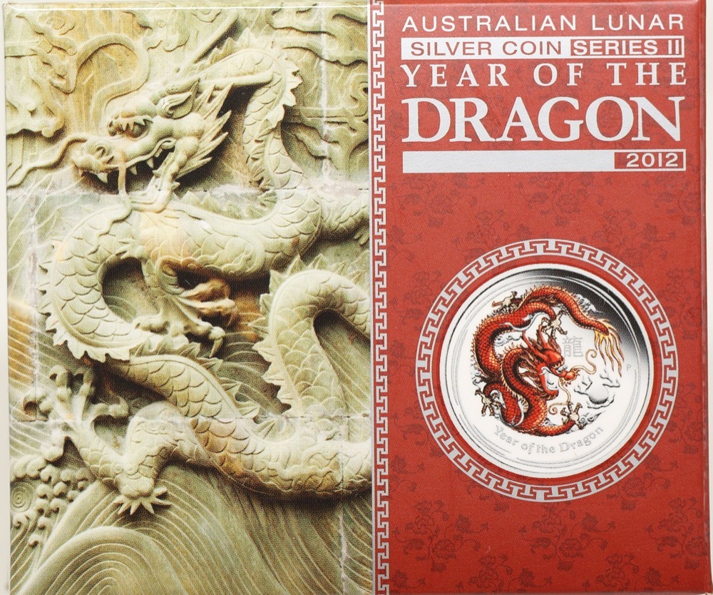 2012 Silver Lunar Half Ounce Coloured Proof Lunar Year of the Dragon product image