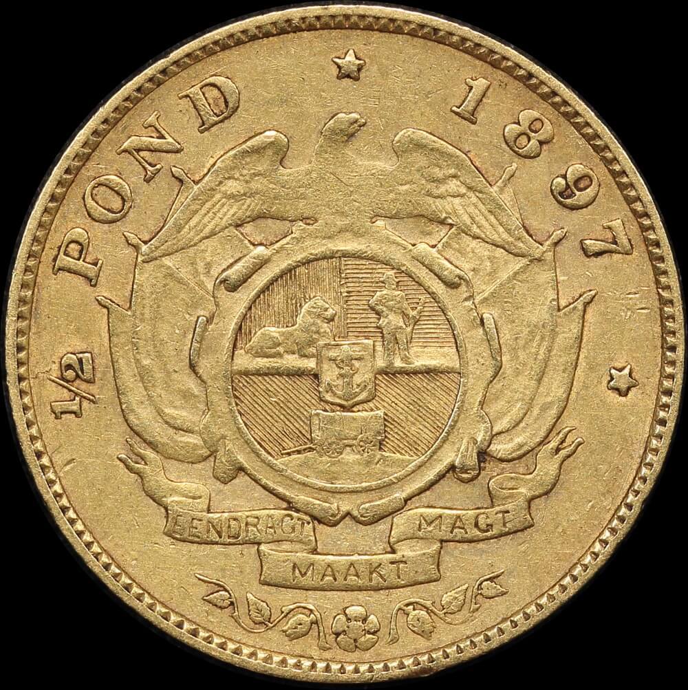South Africa 1897 Gold Half Pond KM#9.2 Very Fine product image