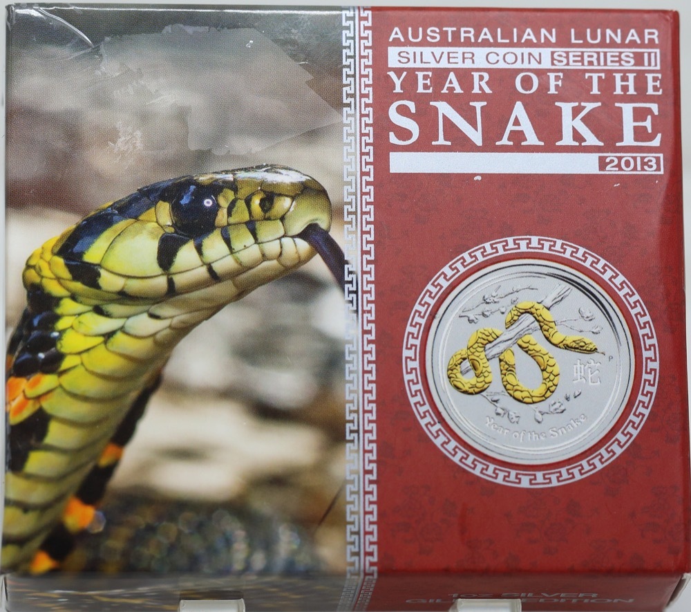 2013 Silver 1oz Gilded Proof Lunar Year of the Snake product image