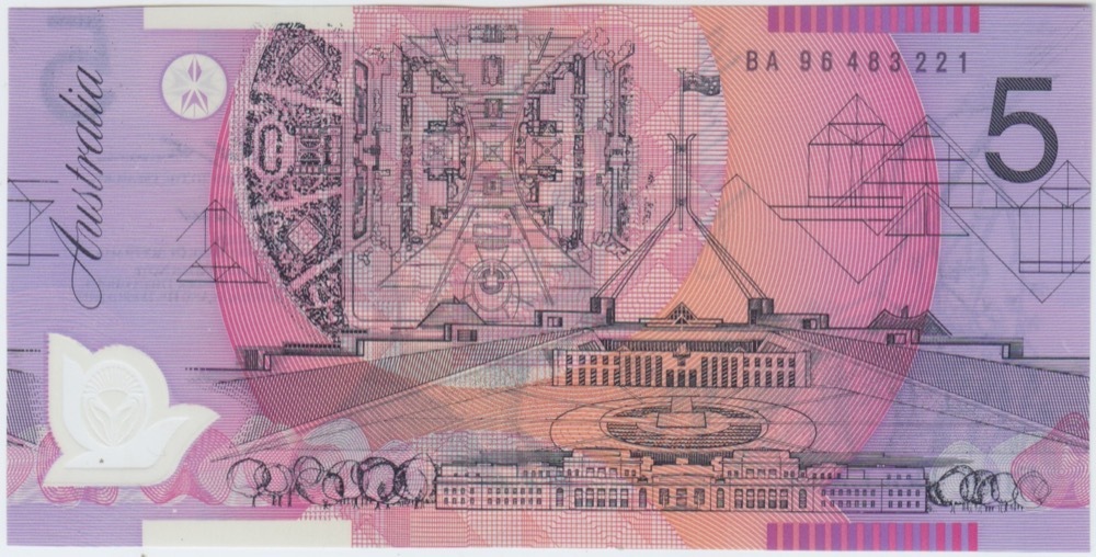 1996 $5 Note Fraser/Evans BA96 1st Prefix R217bF Uncirculated product image