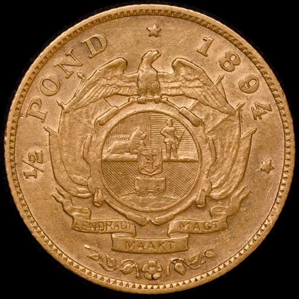 South Africa 1894 Gold Half Pond KM#9.2 Extremely Fine product image