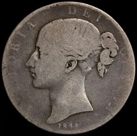 1844 Silver Crown Victoria S#3882 Cinquefoil Stops Very Good product image