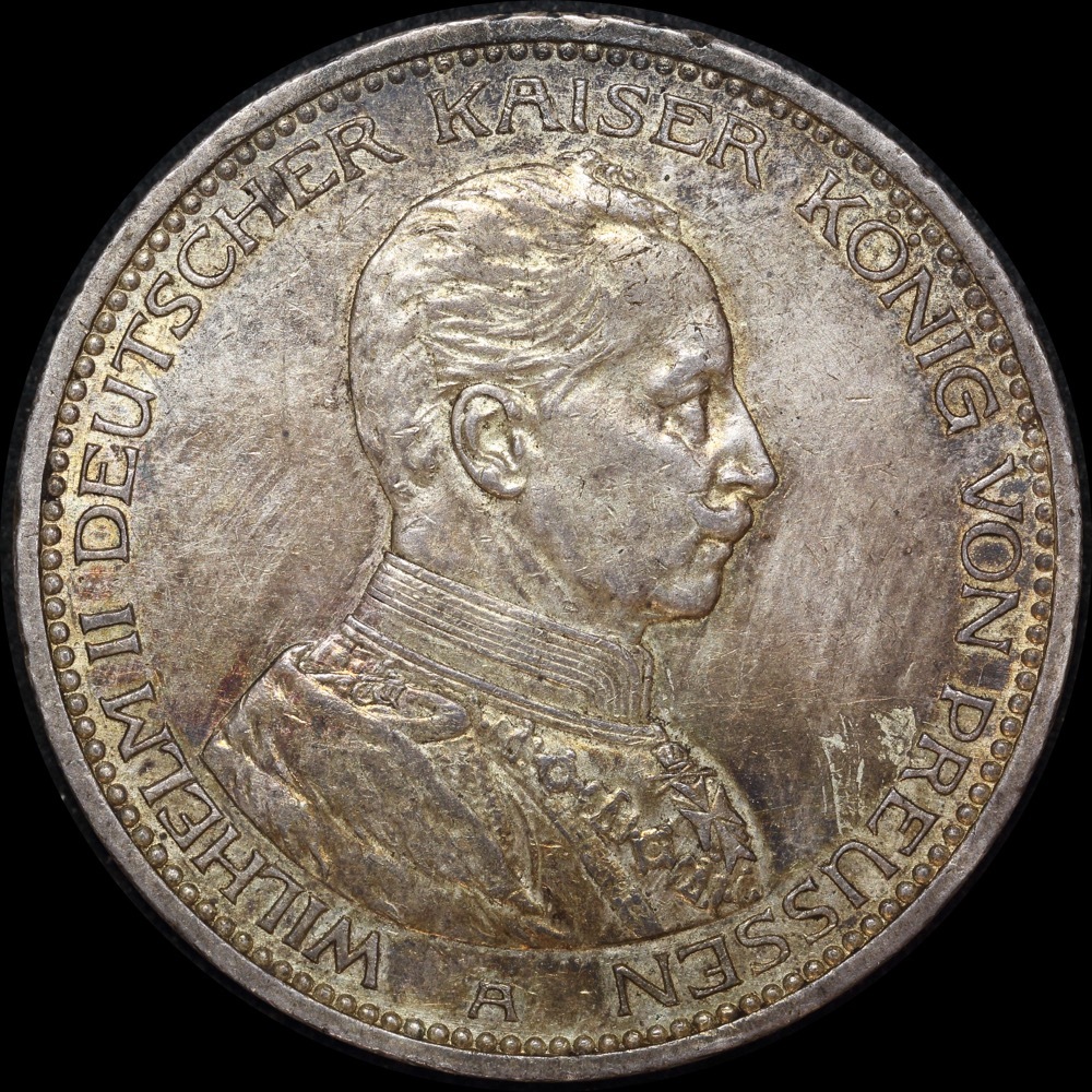 German States (Prussia) 1913 Silver 5 Marks KM#536 good EF product image