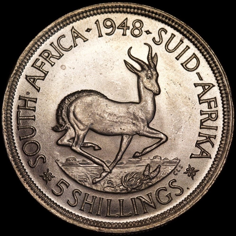 South Africa 1948 Silver 5 Shillings KM#40.1 Choice Uncirculated product image