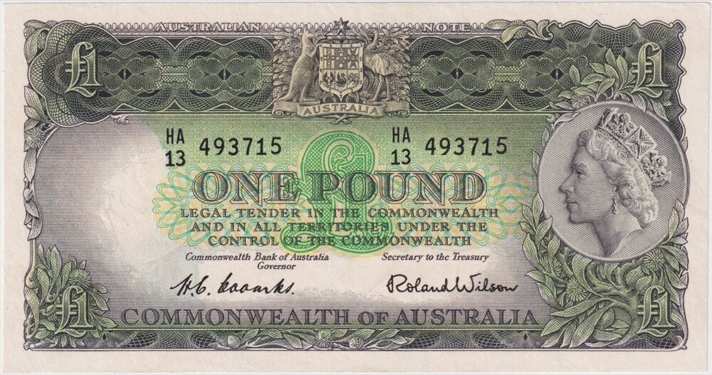 1953 One Pound Coombs/Wilson R33 good EF product image