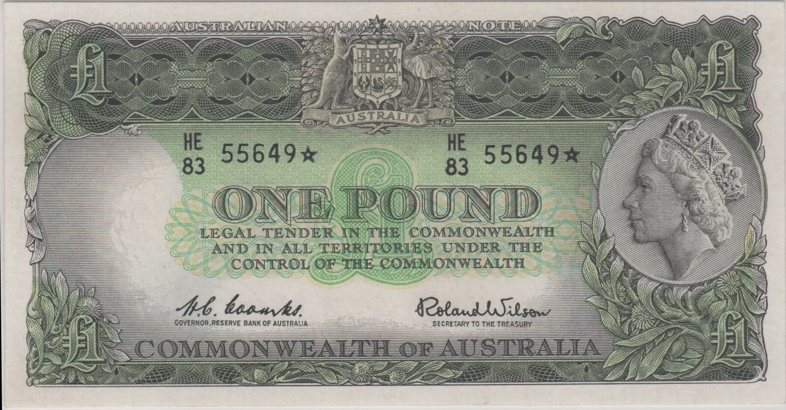 1961 One Pound Coombs/Wilson R34bS Uncirculated PCGS 63 product image
