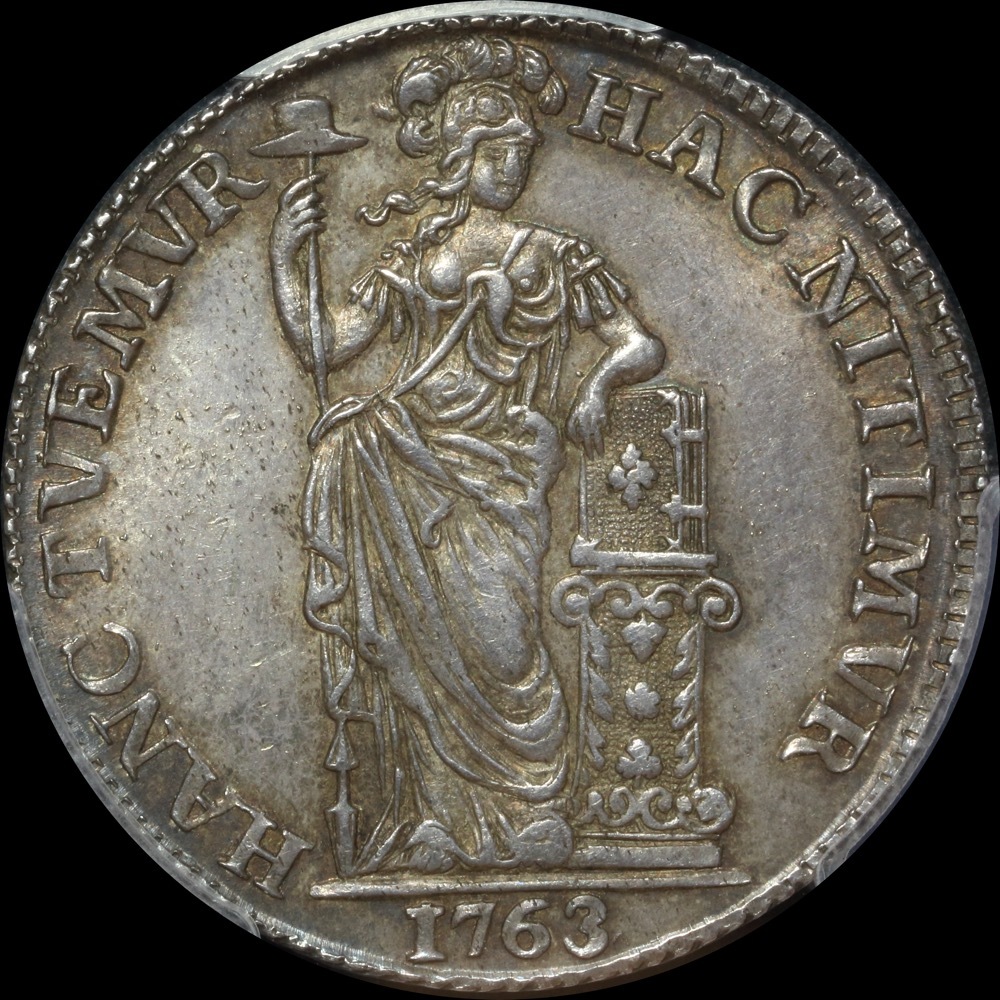 Netherlands (Holland) 1763 Silver Guilder KM#73 PCGS AU58 product image