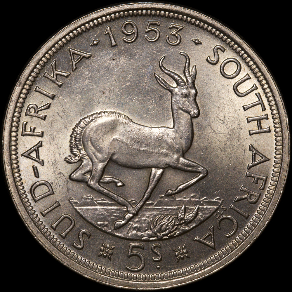 South Africa 1953 Silver 5 Shillings KM#52 about Unc product image
